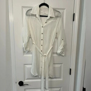 Boutique white button up coverup